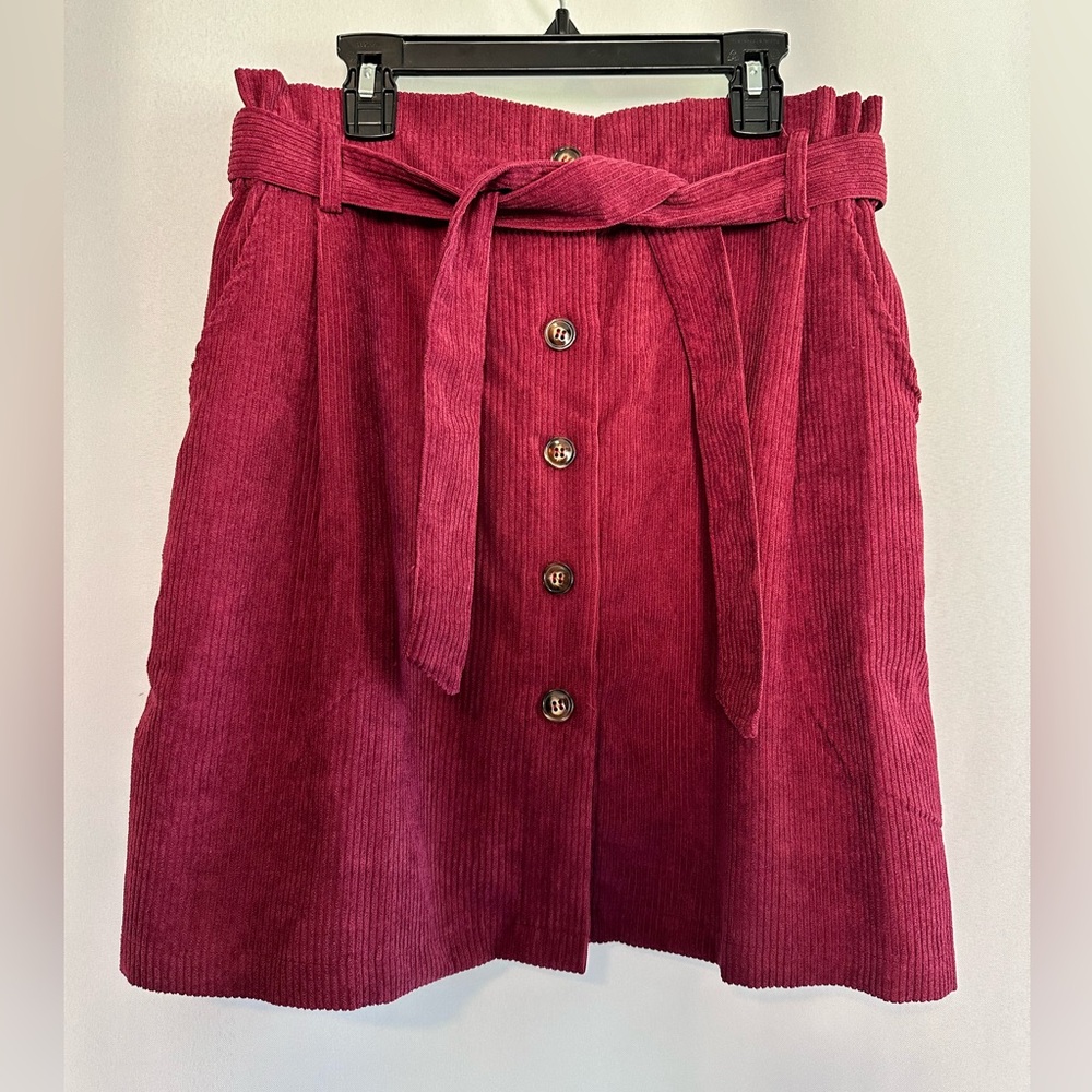Womens Ribbed Paperbag Mini Skirt